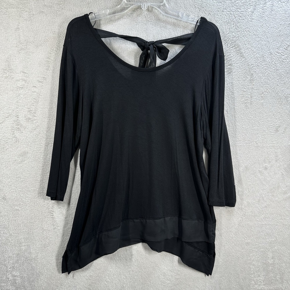 Pebble‎ & Stone Black Asymmetrical Tunic Top Size S Goth Boho Witchy Tie Accent